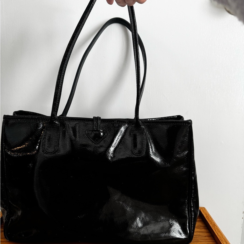 Longchamp Roseau Patent Leather Black Tote Bag - Picture 5 of 7